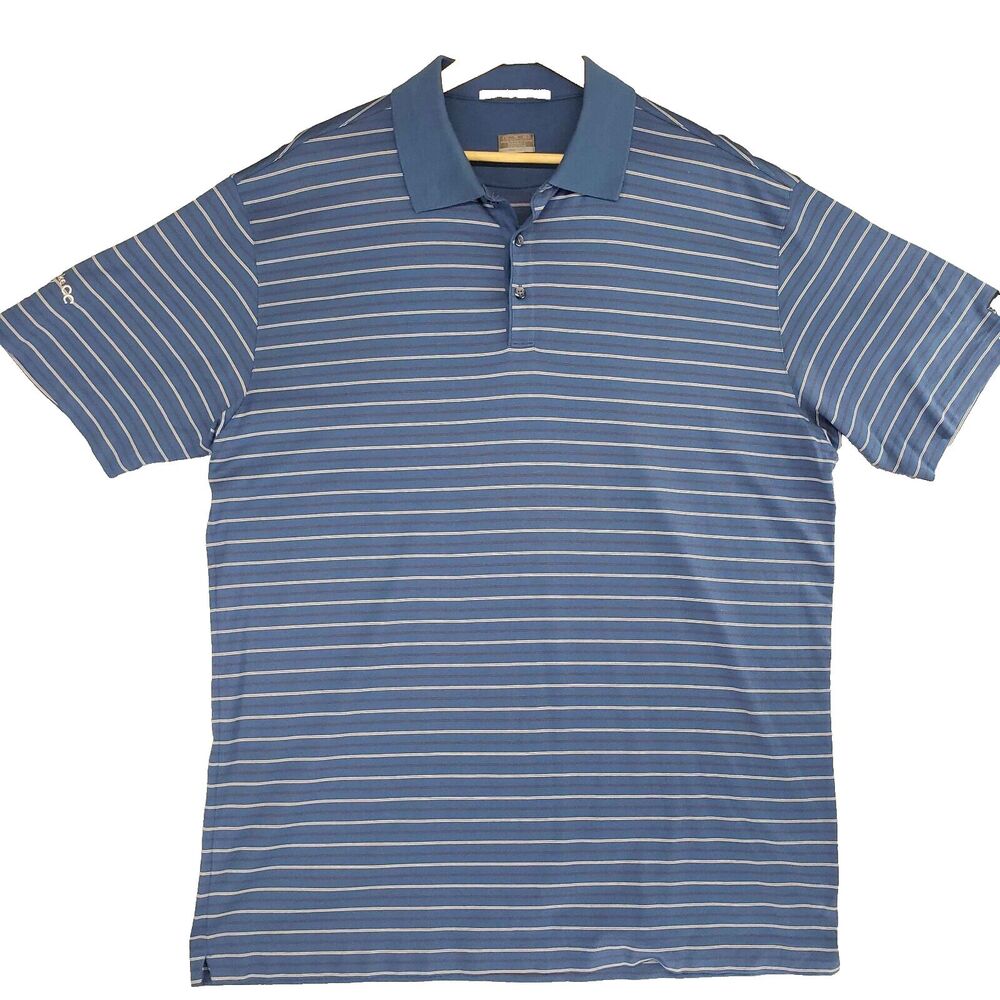 Y2K Nike Tiger Woods Golf‎ Polo Shirt Mens XL Blue Striped Performance Hong Kong